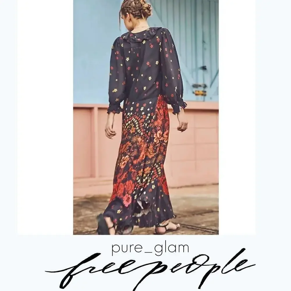 Free People maxi dress floral maxi with ruffles